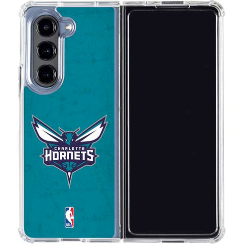 NBA Charlotte Hornets Distressed Galaxy Z Fold5 5G Clear Case